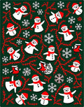 Festive Snowman Red Snowflake Garland Rug