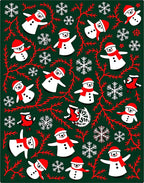 Festive Snowman Red Snowflake Garland Rug