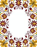 Maroon Yellow Autumn Floral Border Rug