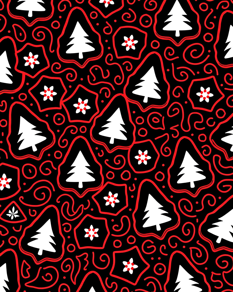 Whimsical Red Tree and Star Rug