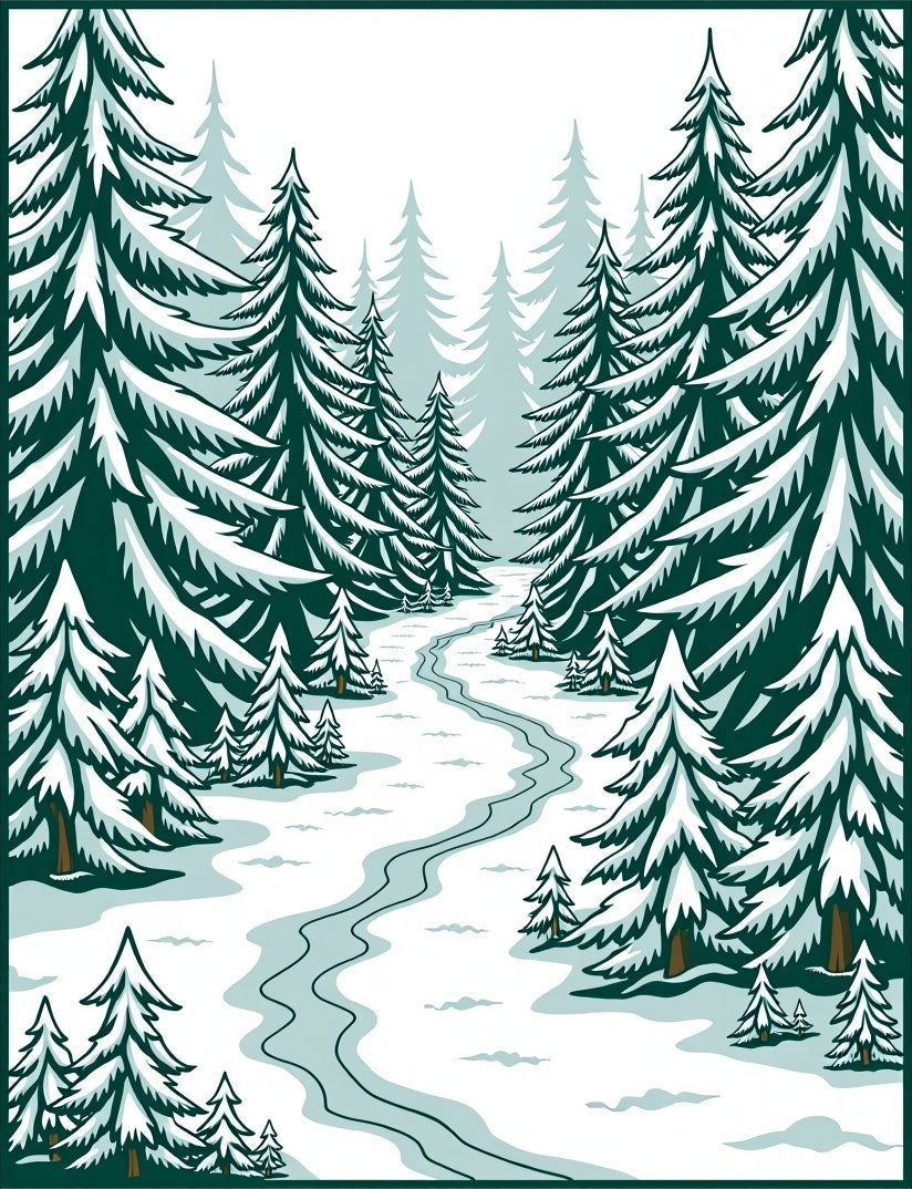 Winter Forest Snowy Pathway Rug
