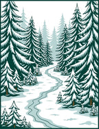 Winter Forest Snowy Pathway Rug
