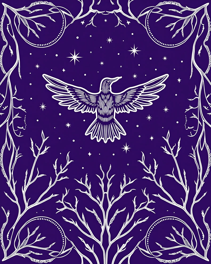 Midnight Raven Celestial Branches Rug