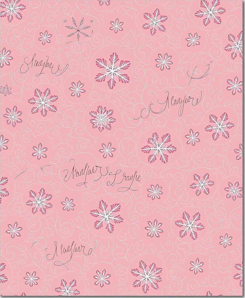 Pink Snowflake Swirls Script Rug