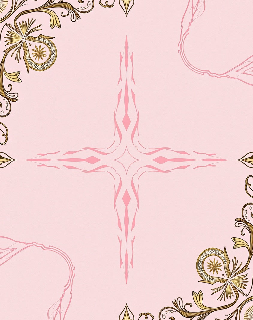 Elegant Pink Gold Floral Medallion Rug