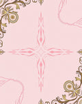 Elegant Pink Gold Floral Medallion Rug