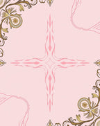 Elegant Pink Gold Floral Medallion Rug