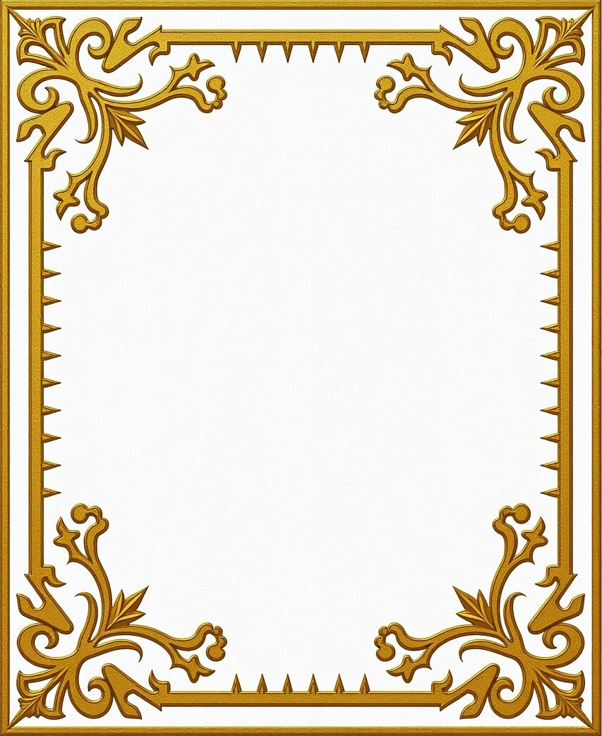 Ornate Gold Floral Scroll Frame Rug