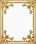 Ornate Gold Floral Scroll Frame Rug