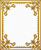 Ornate Gold Floral Scroll Frame Rug