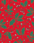 Crimson Green Leaf Vine Flourish Rug