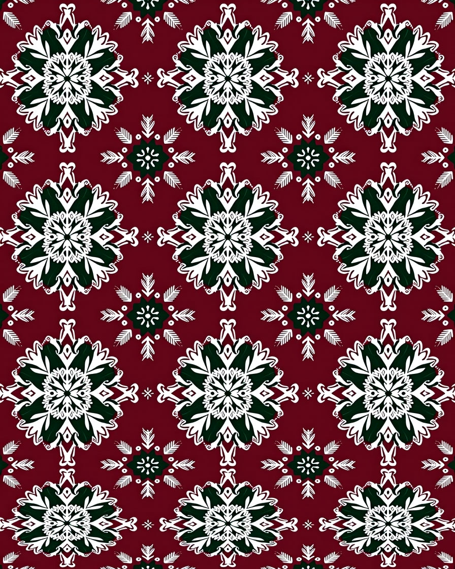 Crimson Snowflake Medallion Repeat Rug