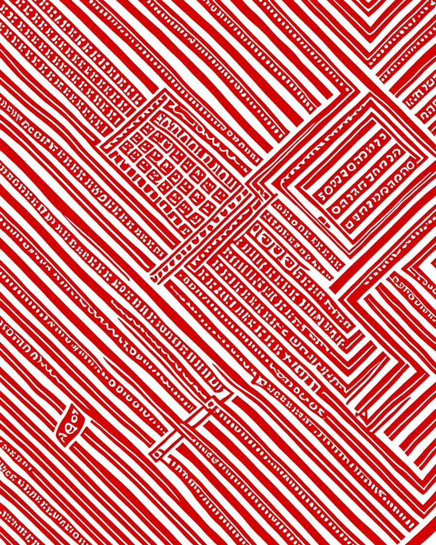 Crimson Geometric Maze Lines Rug