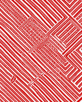 Crimson Geometric Maze Lines Rug