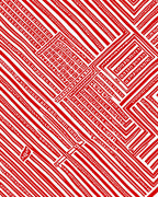 Crimson Geometric Maze Lines Rug