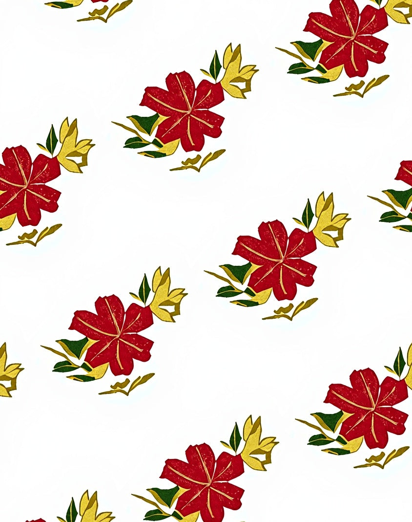 Red Yellow Floral Garden Repeating Rug