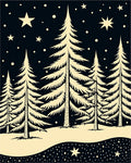 Winter Forest Stars Nightscape Rug
