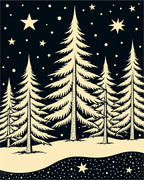 Winter Forest Stars Nightscape Rug
