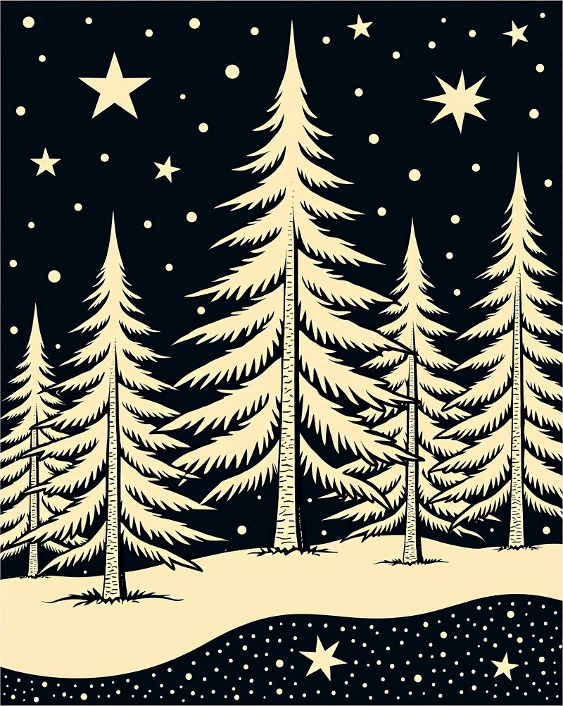Winter Forest Stars Nightscape Rug
