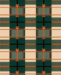 Green Orange Plaid Square Ribbon Rug