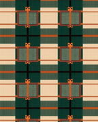 Green Orange Plaid Square Ribbon Rug