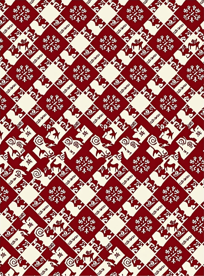 Crimson Diamond Folk Art Deer Rug