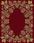 Deep Red Botanical Scroll Frame Rug