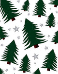 Forest Green Christmas Trees Silver Stars Rug