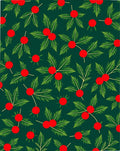 Festive Green Holly Berry Scatter Rug