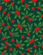 Festive Green Holly Berry Scatter Rug