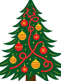 Green Christmas Tree With Red Yellow Ornaments Rug