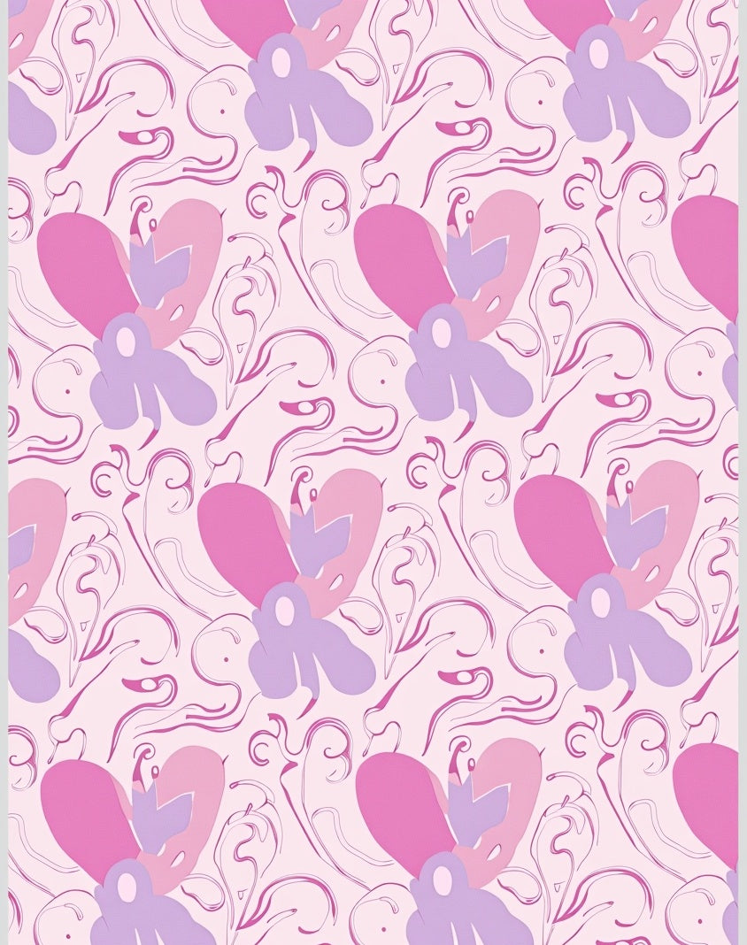 Soft Pink Lavender Heart Swirls Rug