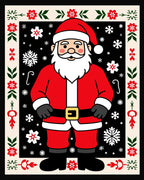 Festive Santa Claus Snowflakes Border Rug