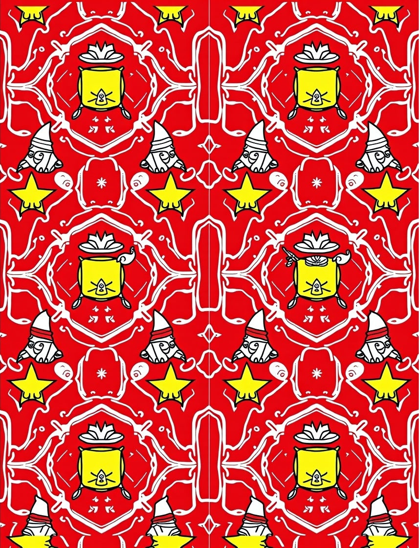 Red Yellow Gnomes Starlight Art Rug