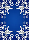 Deep Blue White Foliage Corner Rug
