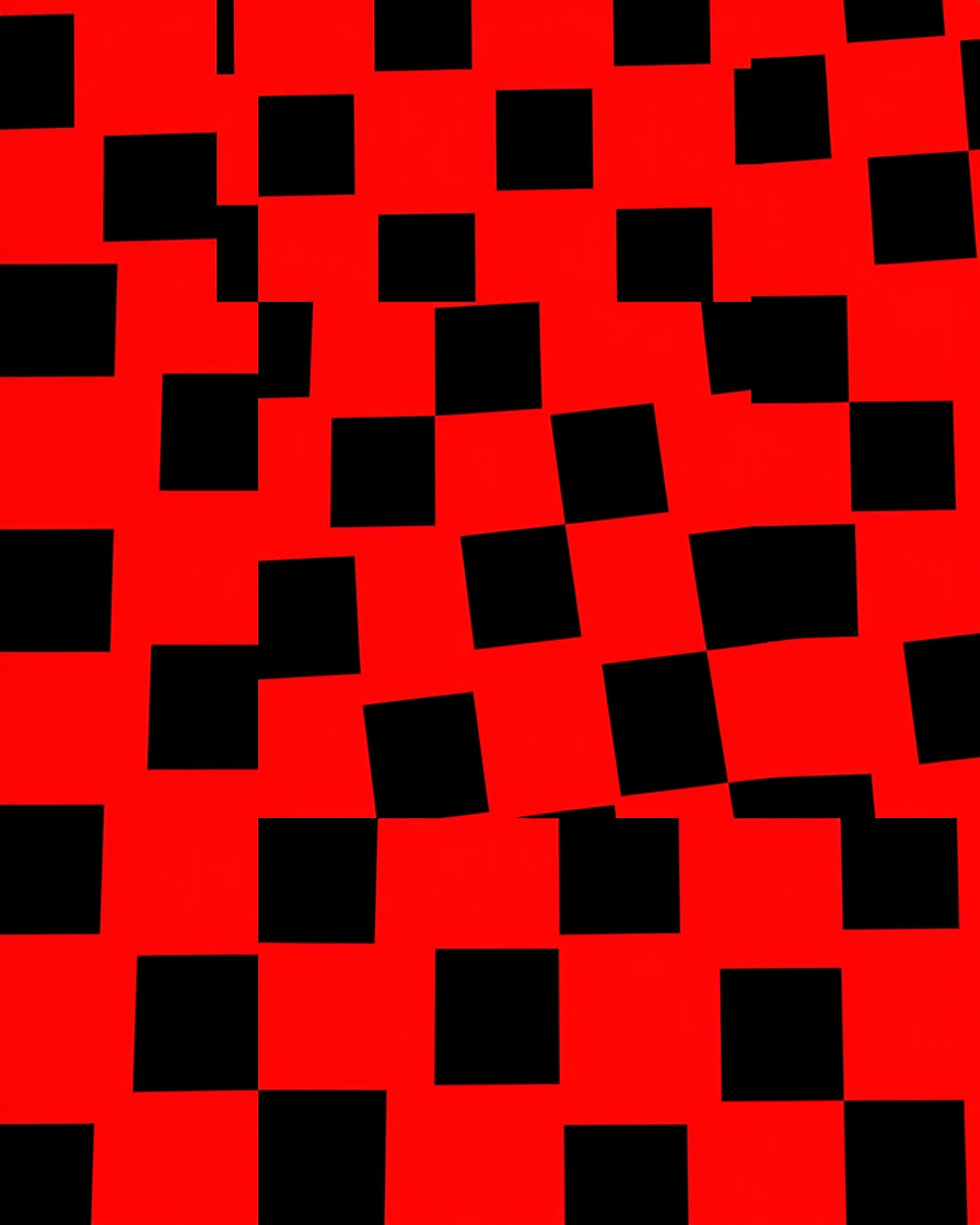 Crimson Black Checkered Square Tessellation Rug