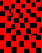 Crimson Black Checkered Square Tessellation Rug