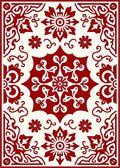 Rich Ruby Bloom Scrollwork Rug