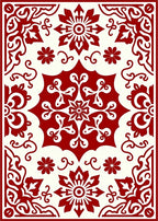 Rich Ruby Bloom Scrollwork Rug