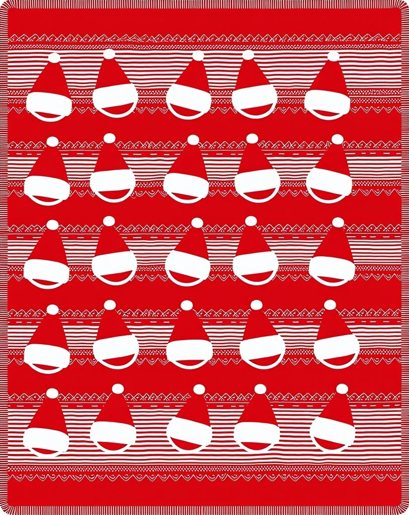 Festive Red Santa Hat Rows Rug