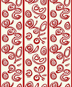 Crimson Swirl Floral Vertical Stripe Rug