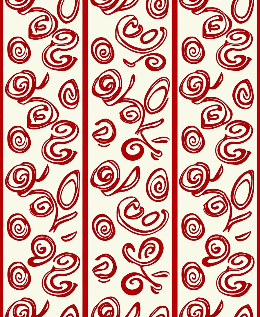 Crimson Swirl Floral Vertical Stripe Rug