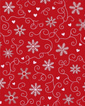 Red Snowflake Heart Swirl Accent Rug