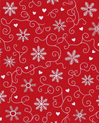 Red Snowflake Heart Swirl Accent Rug