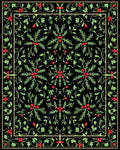 Black Emerald Holly Berry Vines Rug