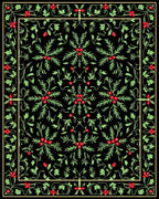 Black Emerald Holly Berry Vines Rug