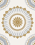 Gold Silver Mandala Radial Bloom Rug