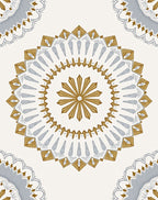 Gold Silver Mandala Radial Bloom Rug