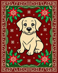 Festive Puppy Poinsettia Holiday Rug