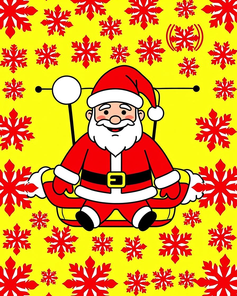Red Snowflake Santa Claus Holiday Rug